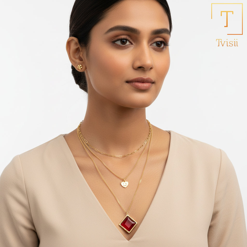 Halo Flow- golden minimal layered necklace