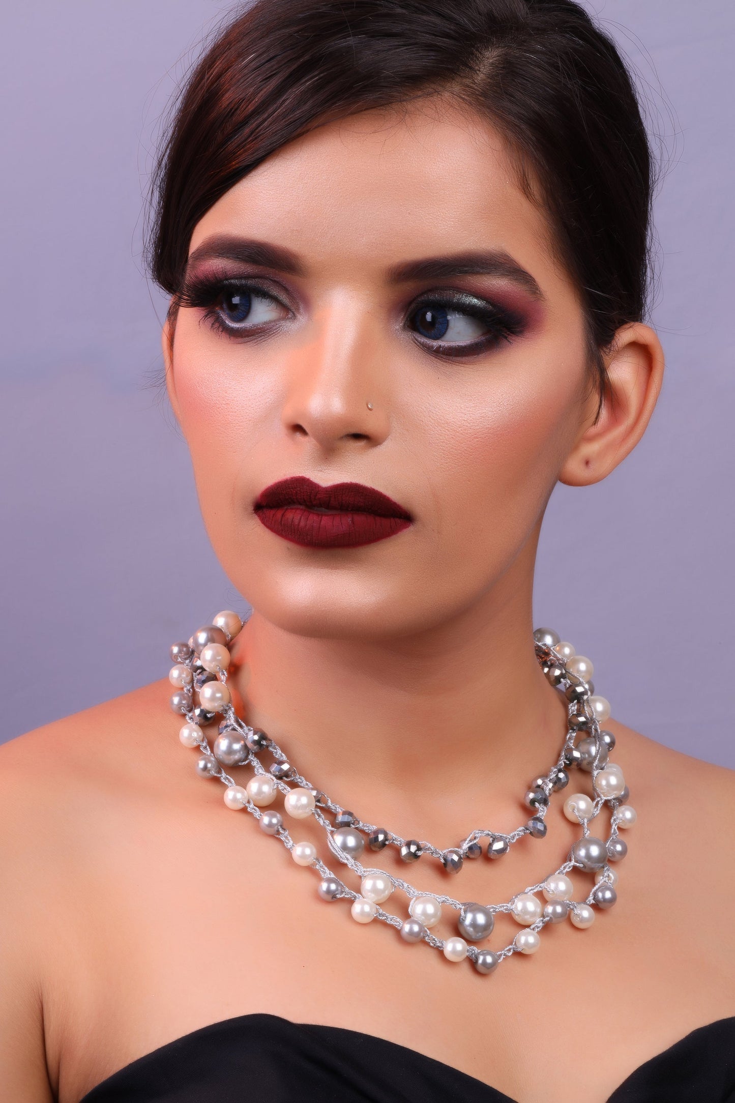Statement pearls- Pearl studded statement neckpiecegolden minimal layered necklace