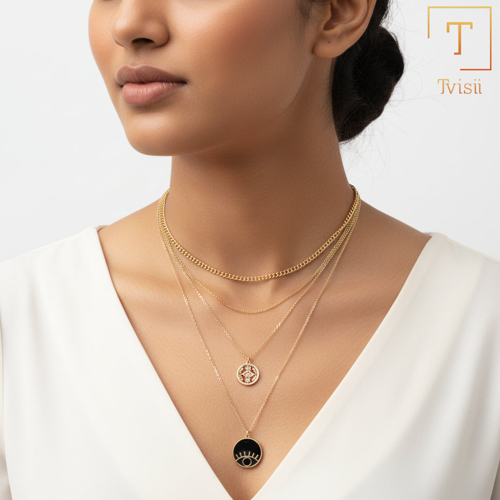 Golden Horizon- golden minimal layered necklace