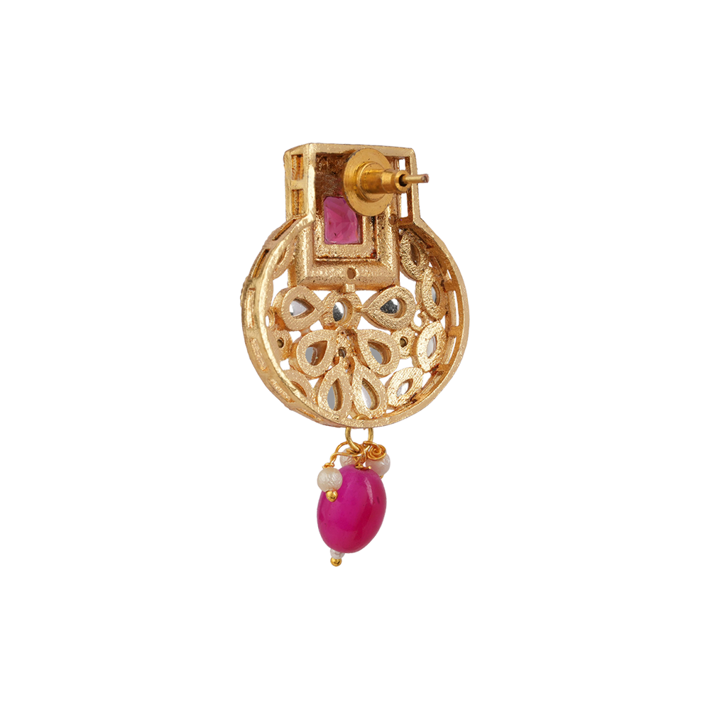 Veha- Stone studded Neckpiece set(Pink)
