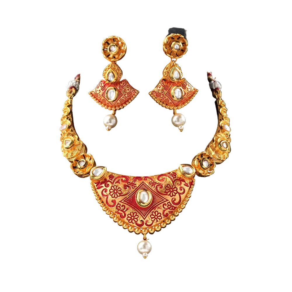 Aneri - Stone studded hanging pearls Neckpiece