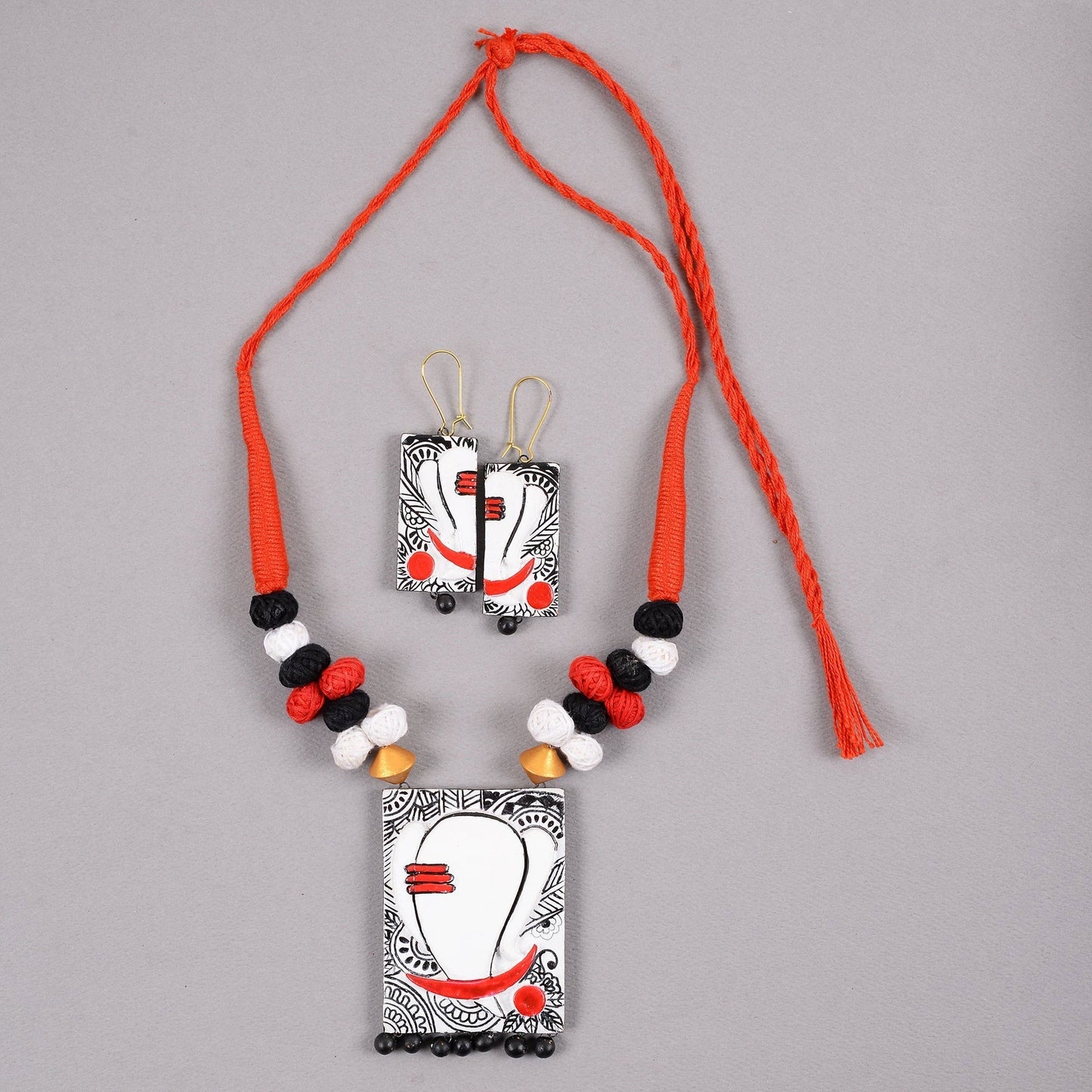 Mridrang- Handcrafted clay Ganesha Necklace Set