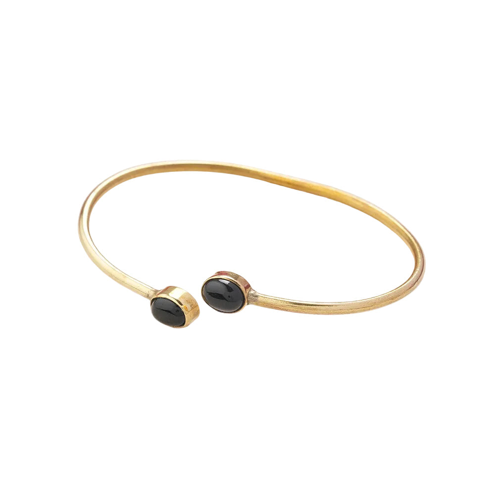 Trisha- Stone Studded Golden Bracelet(Black)