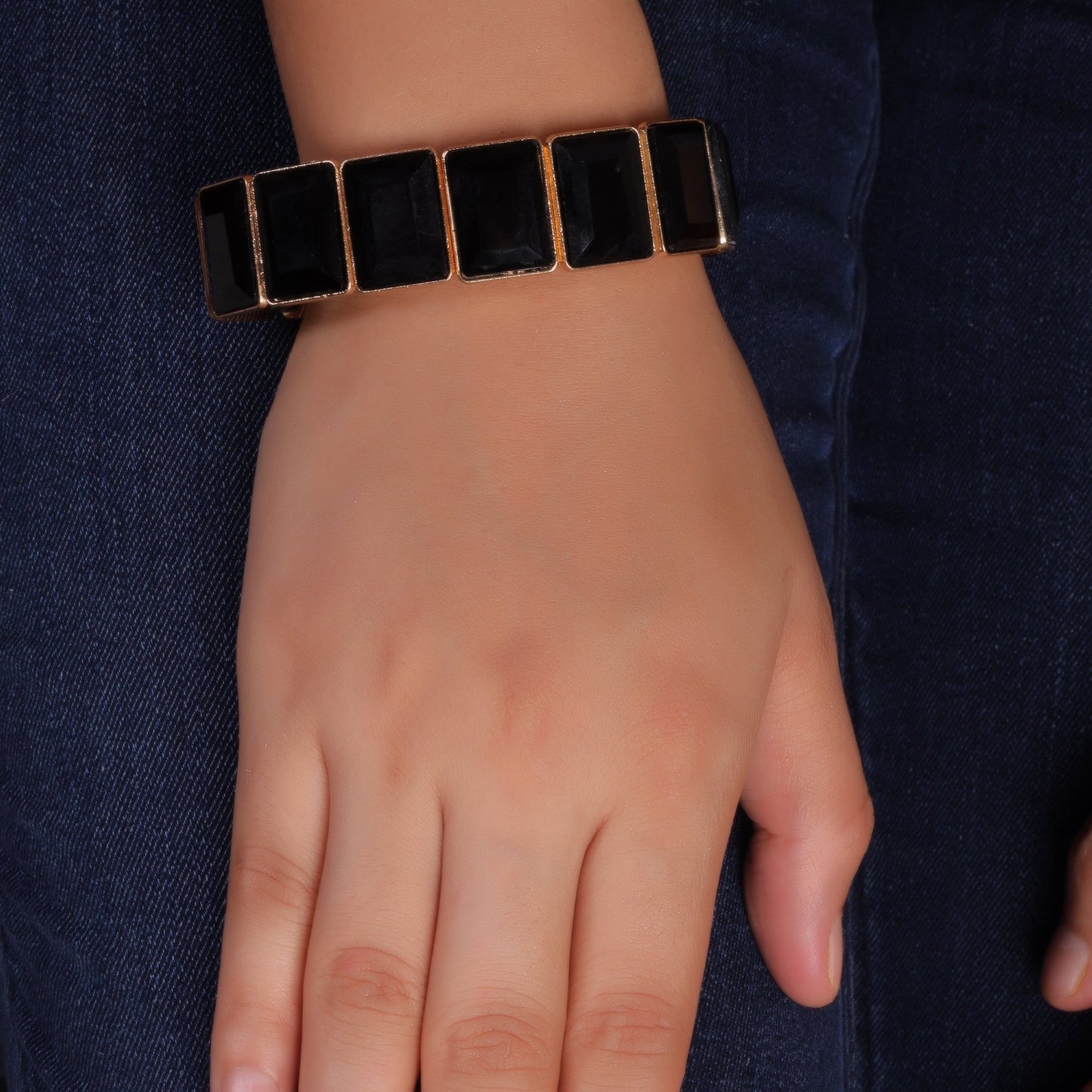 Stone slay- Stone studded Statement bracelet(Black)