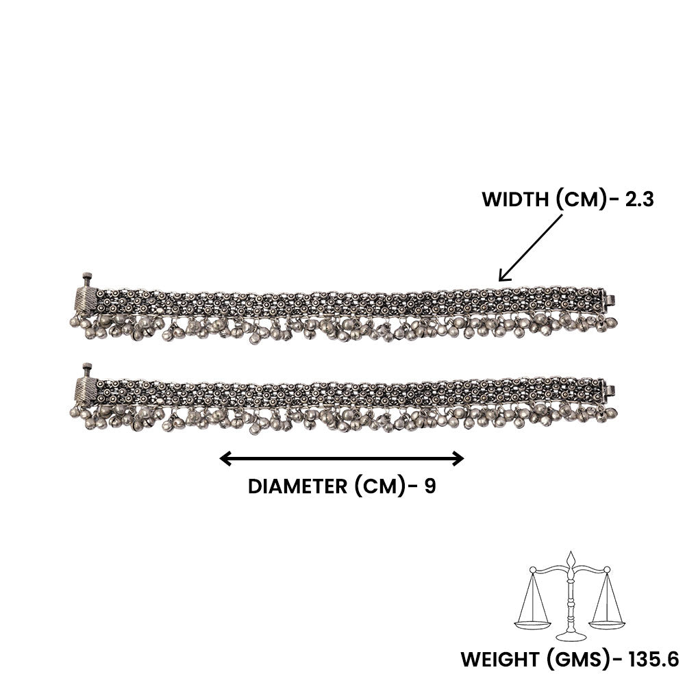 Ghunghroo- Silver oxidised Anklet