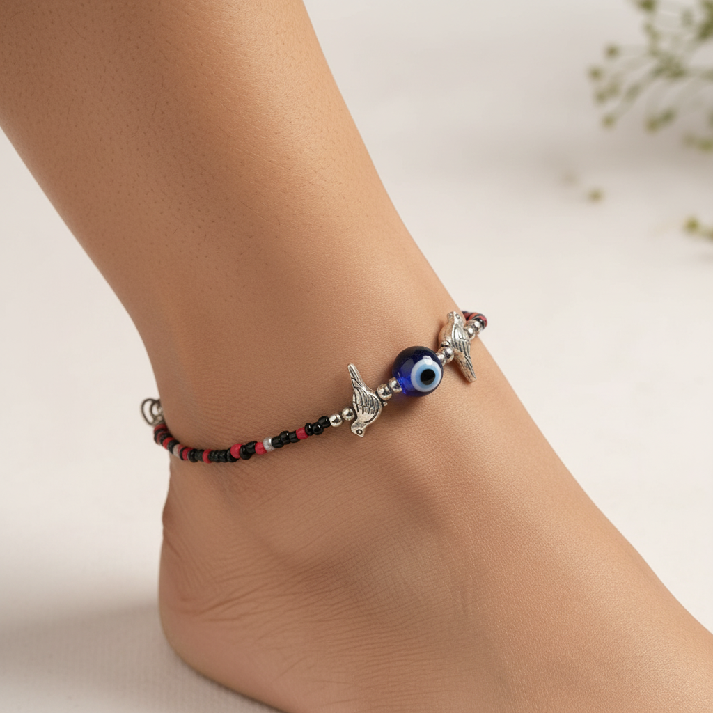 NazarPakshi- Oxidised beaded anklet