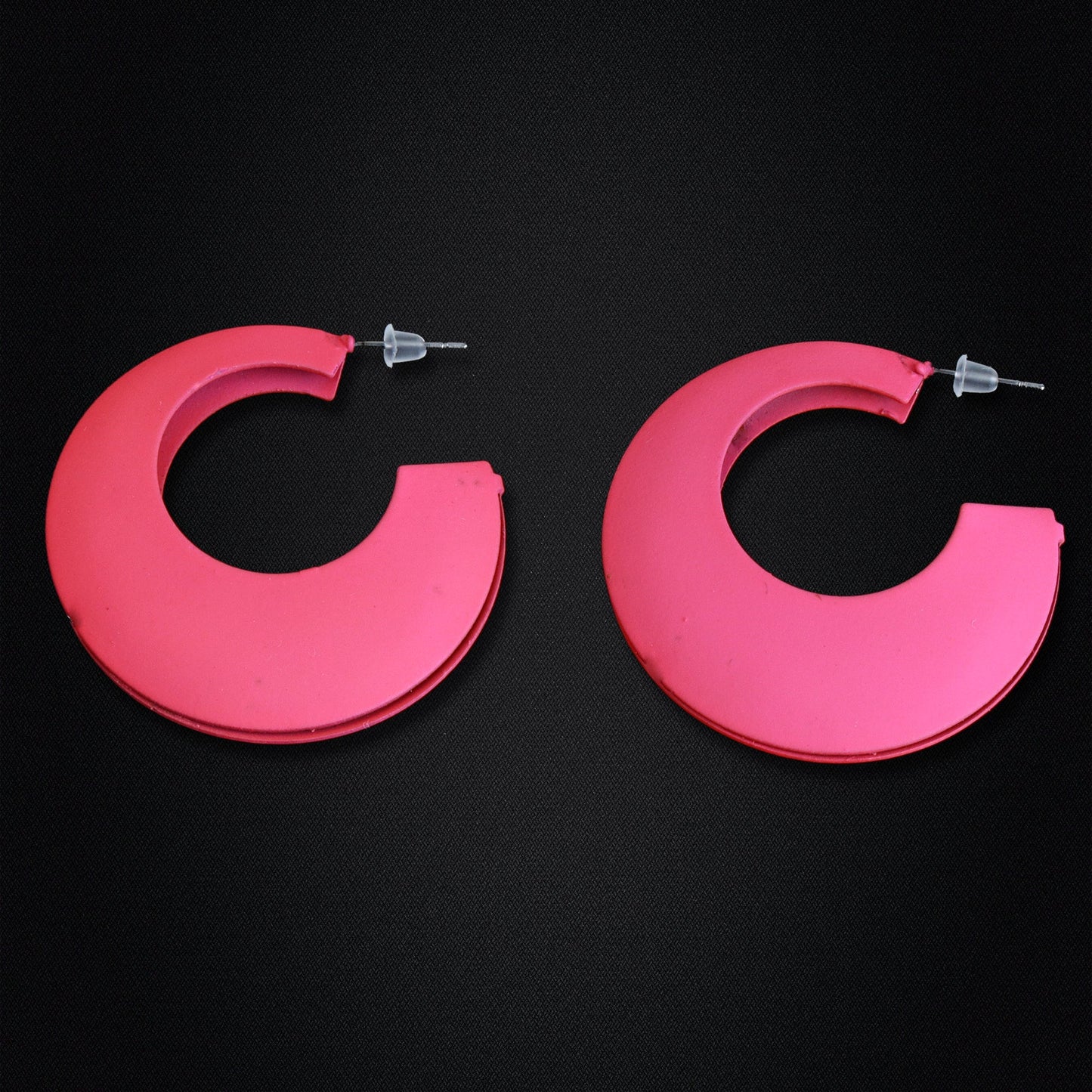Dust Petal- Vibrant pink hoop earrings