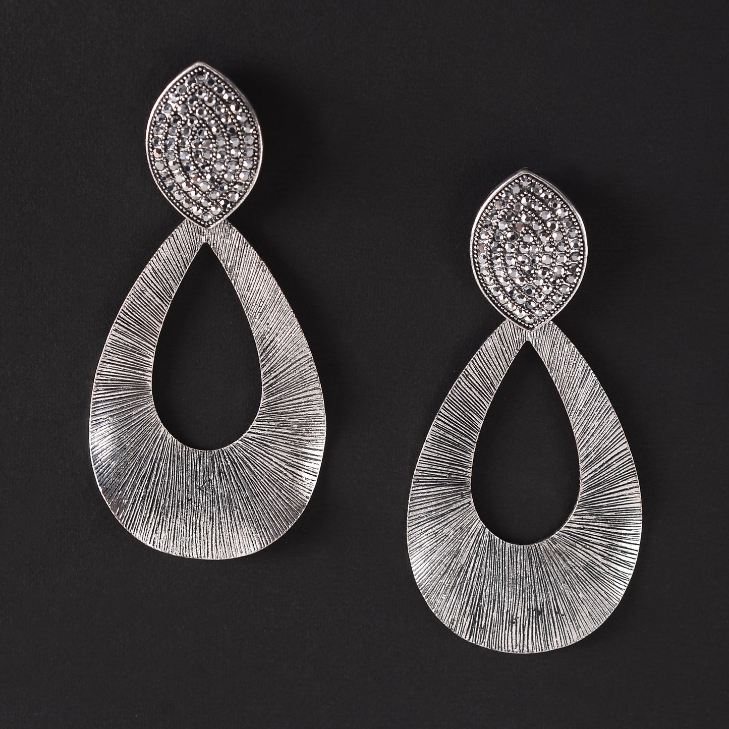 Star Bloom- Metallic stone studded Dangler earrings