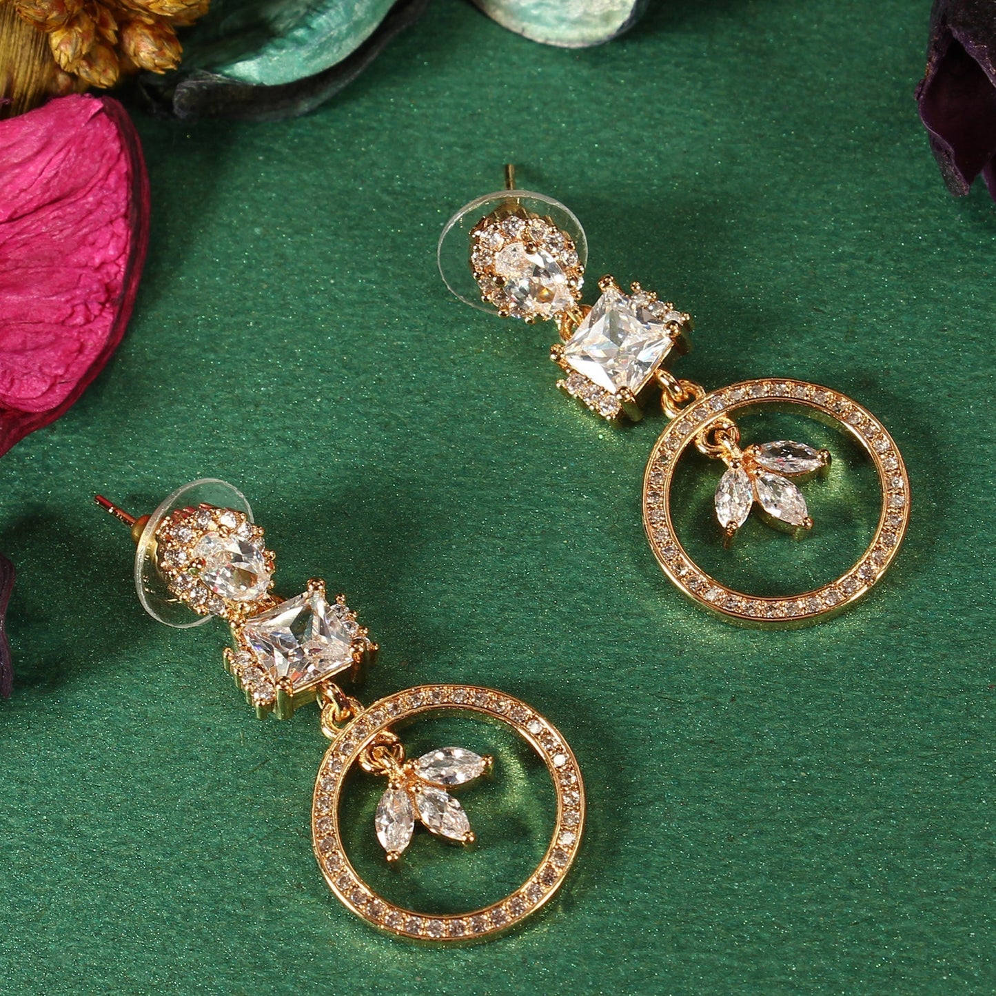 Aurineva- Stone Studded Zirconia Dangler Earrings