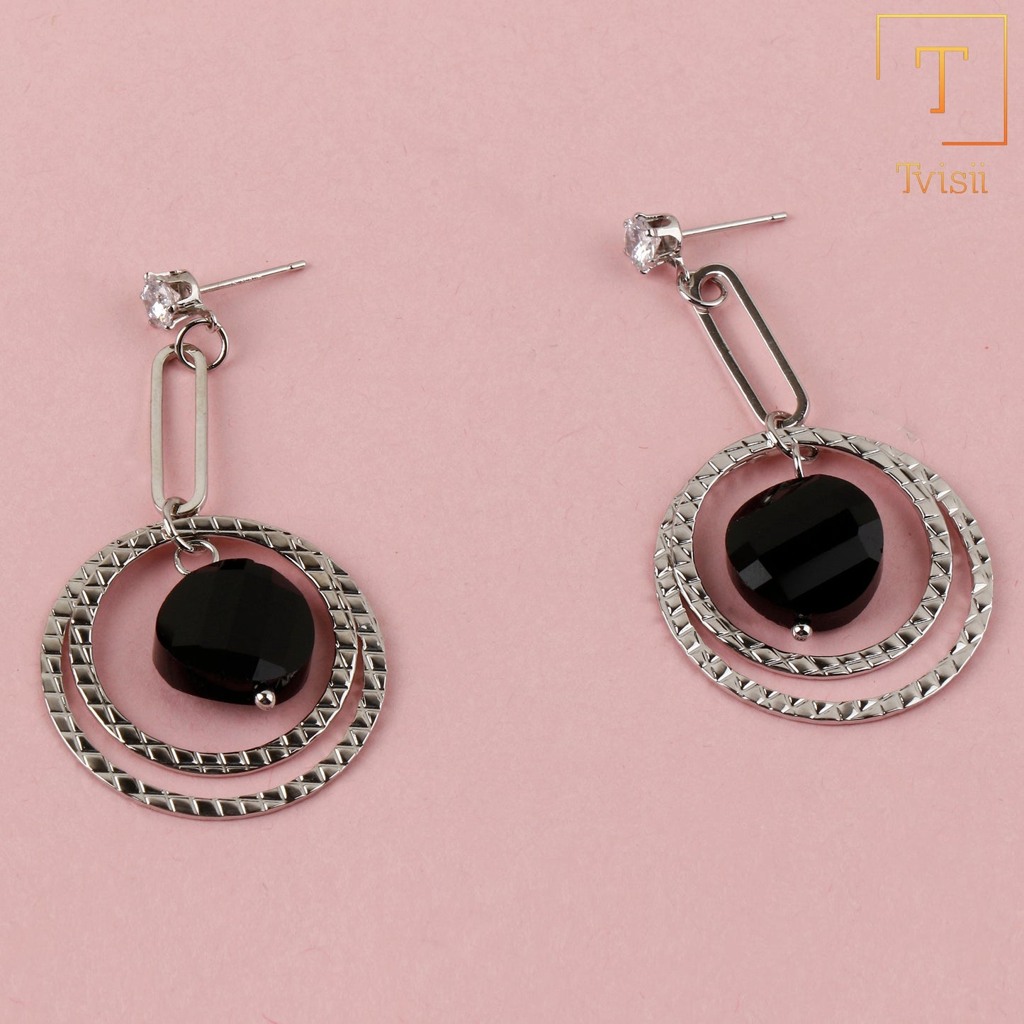 Twilight Shine- Stone studded dangle earrings