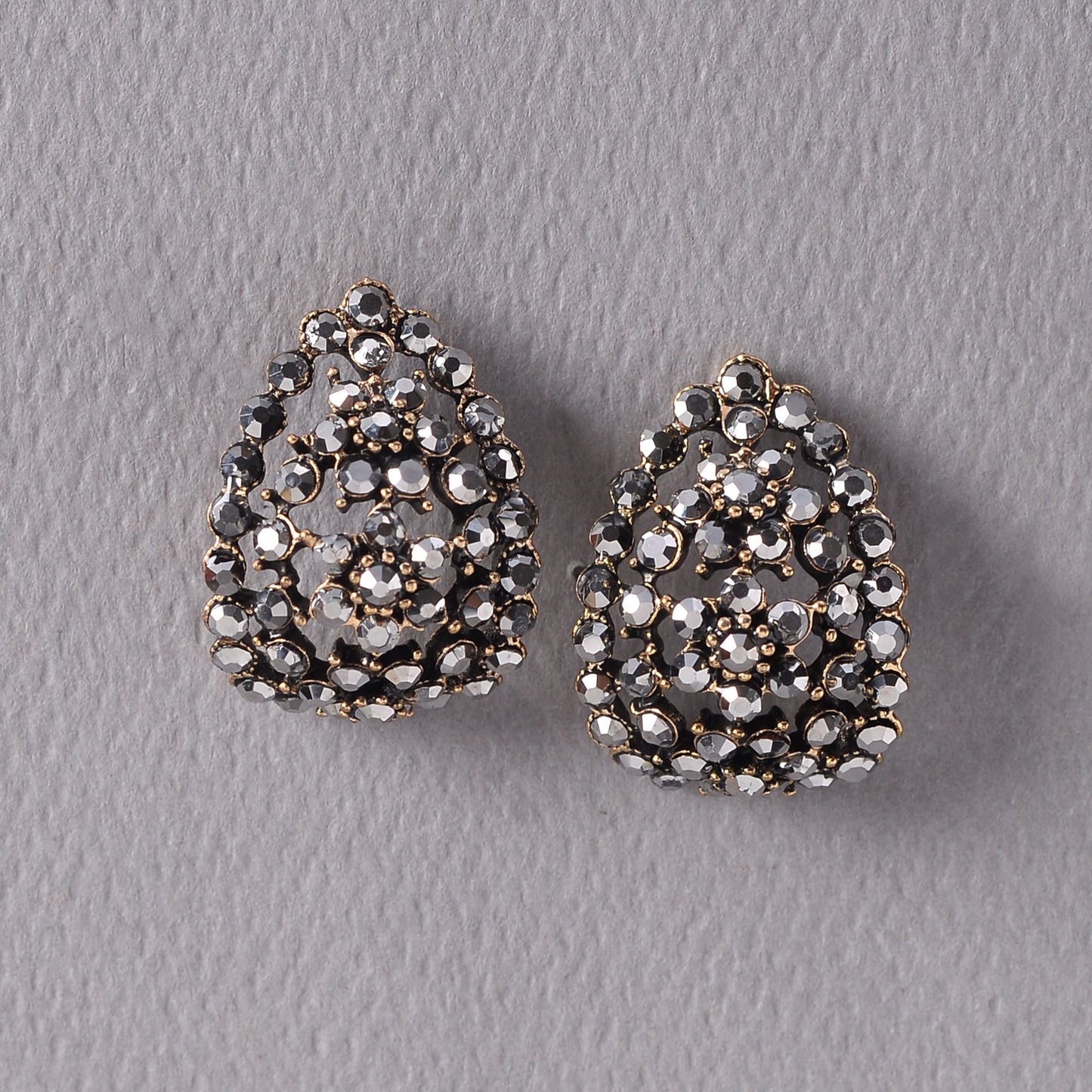 Aurora Gleam- Stone studded Teardrop Stud Earrings
