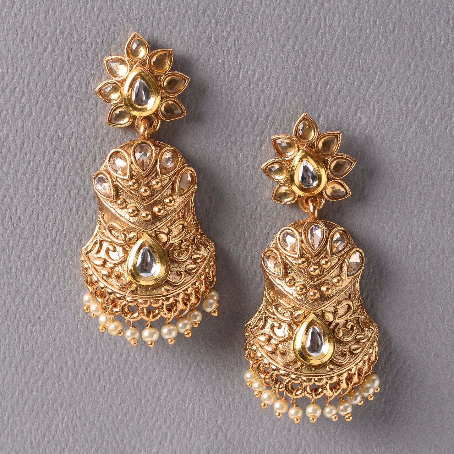 Rhythm Thread- Kundan Dangler Earrings