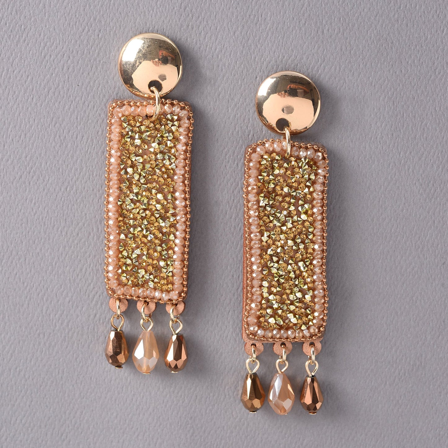 Star Weave- Stone studded Dangler earrings(Golden)