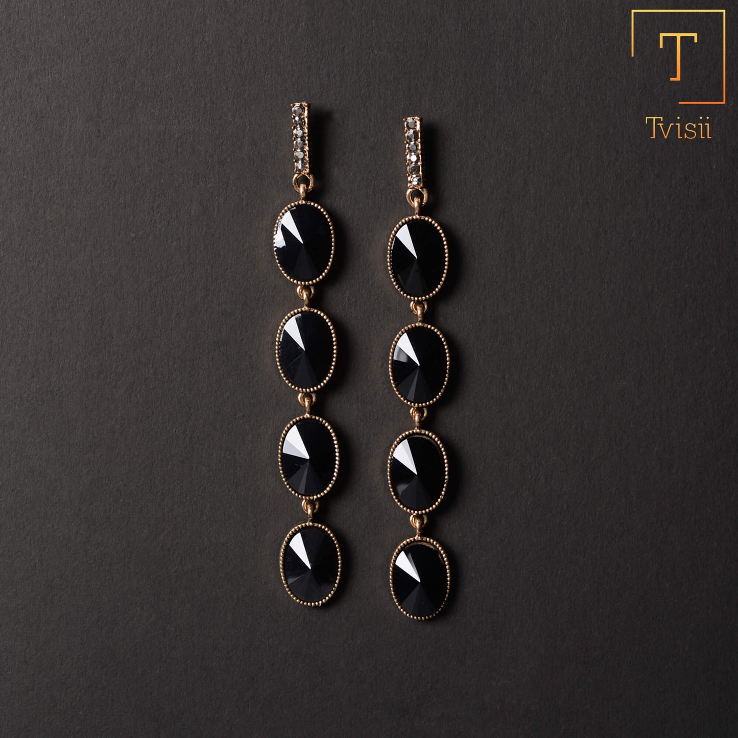 Polish Thread- Stone studded dangler earrings