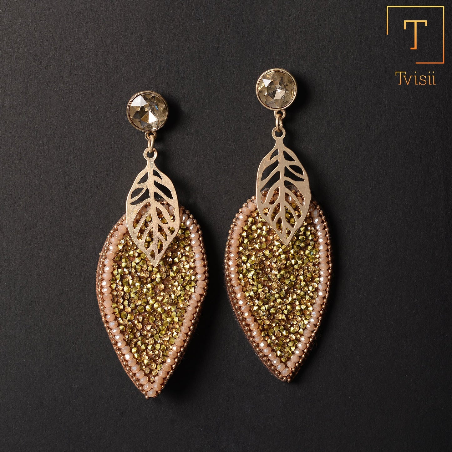 Lustrous Drop- Beaded thread dangler earrings