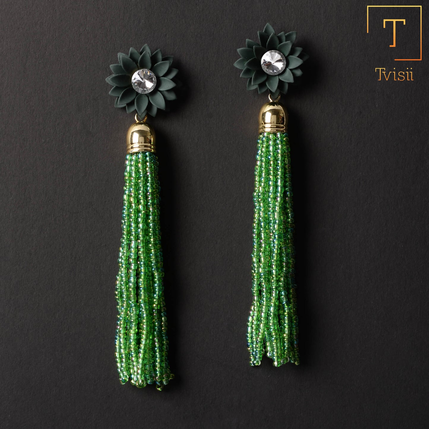 Boho Bloom- Beaded thread dangler earrings