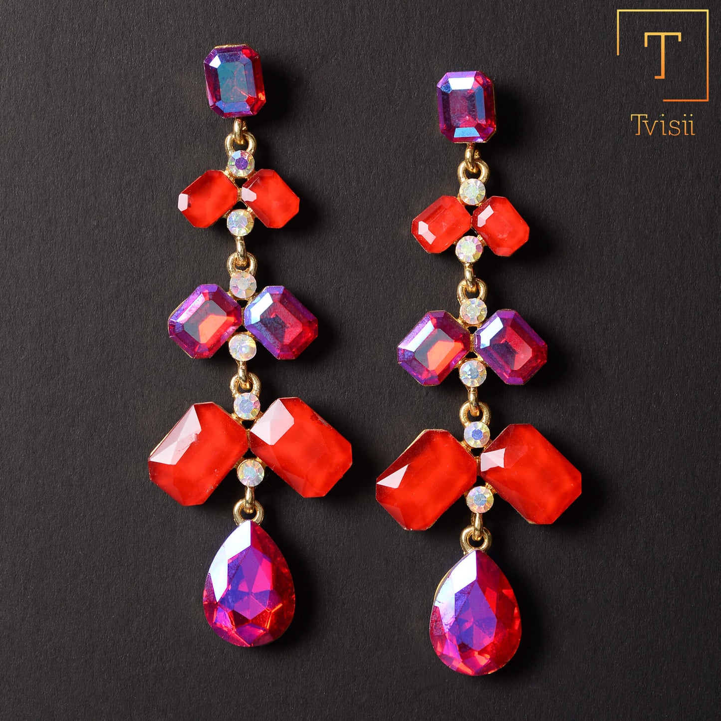 Star Path- Stone studded dangler earrings