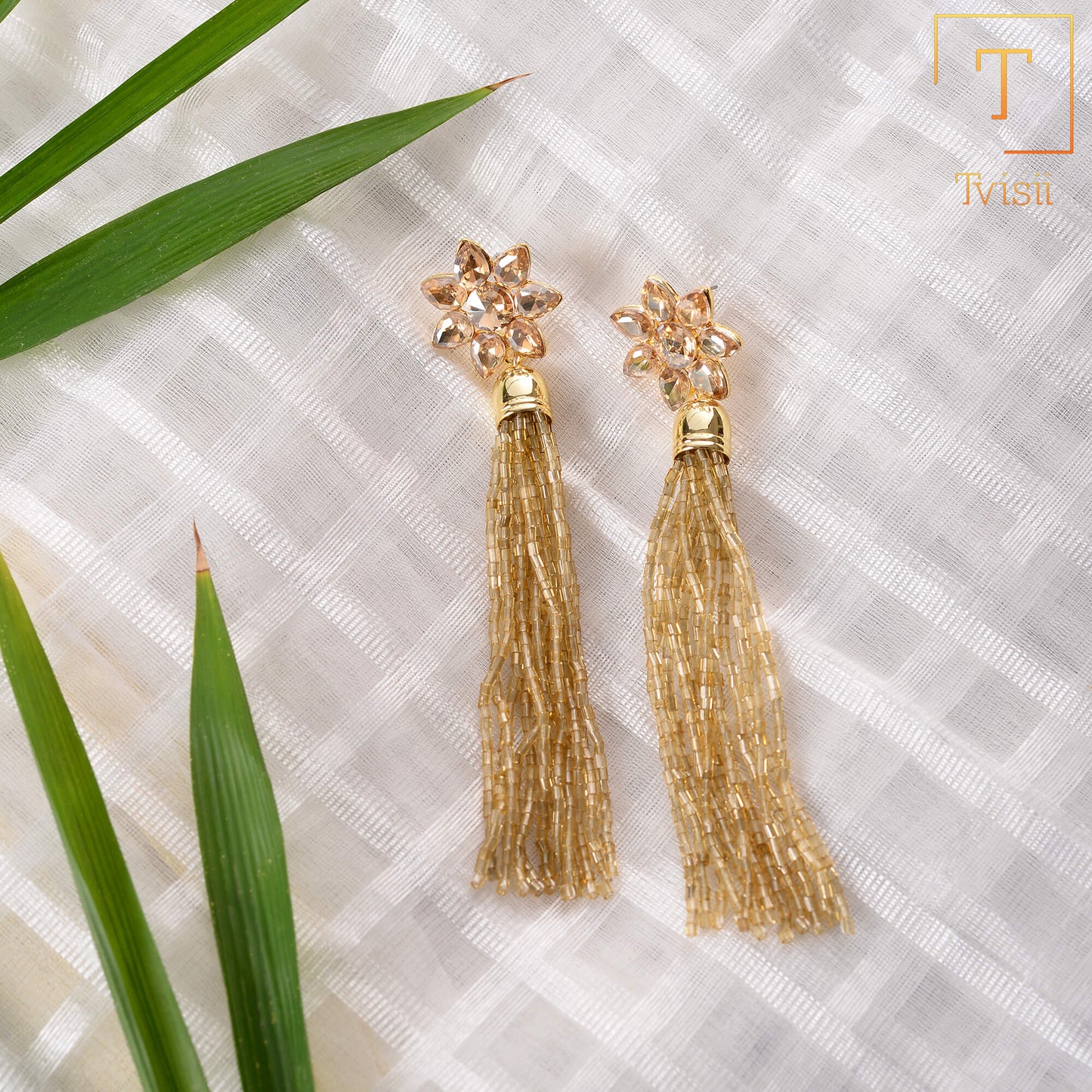Golden Gleam- Beaded dangler earrings