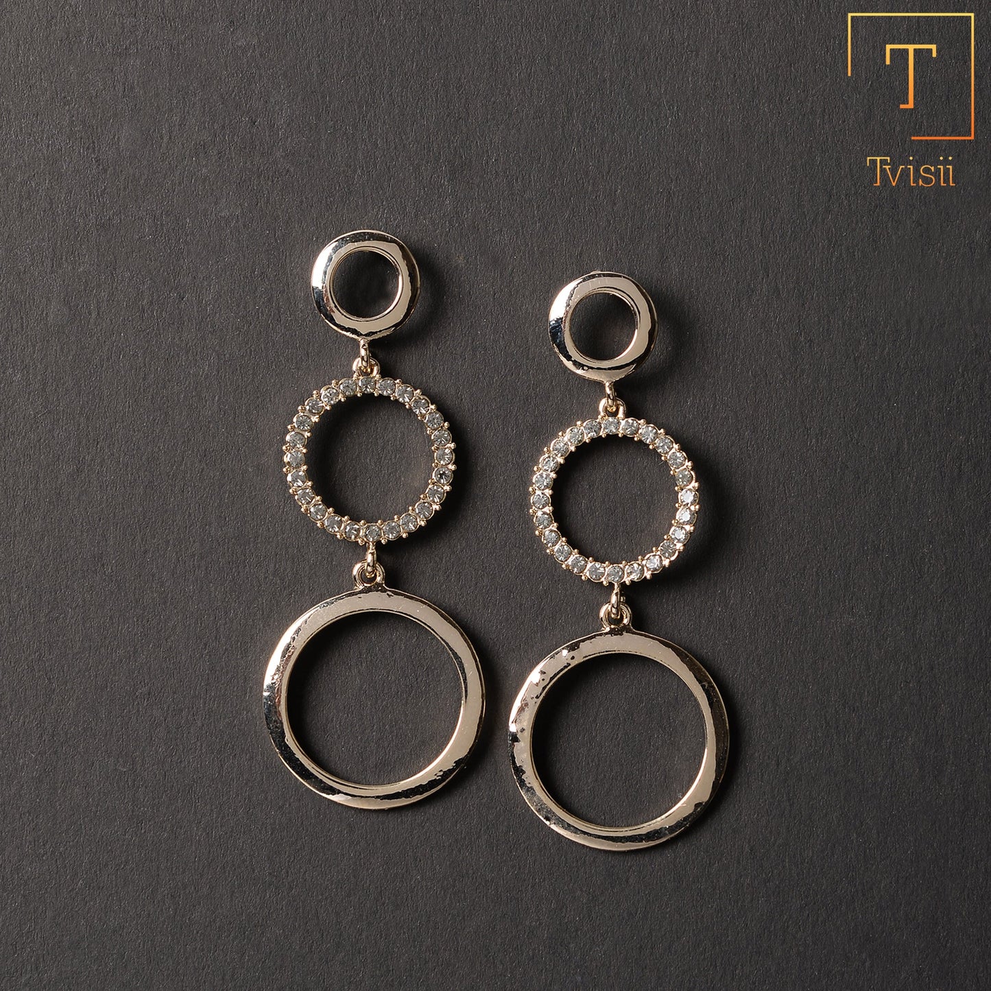 Luna Loop- Stone studded dangler earrings