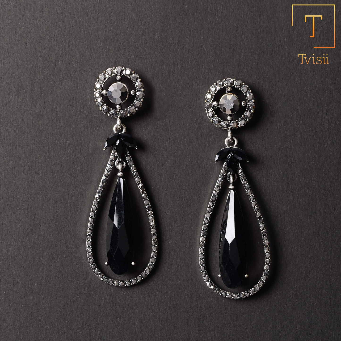 Sunpetal Drop- Stone studded dangler earrings