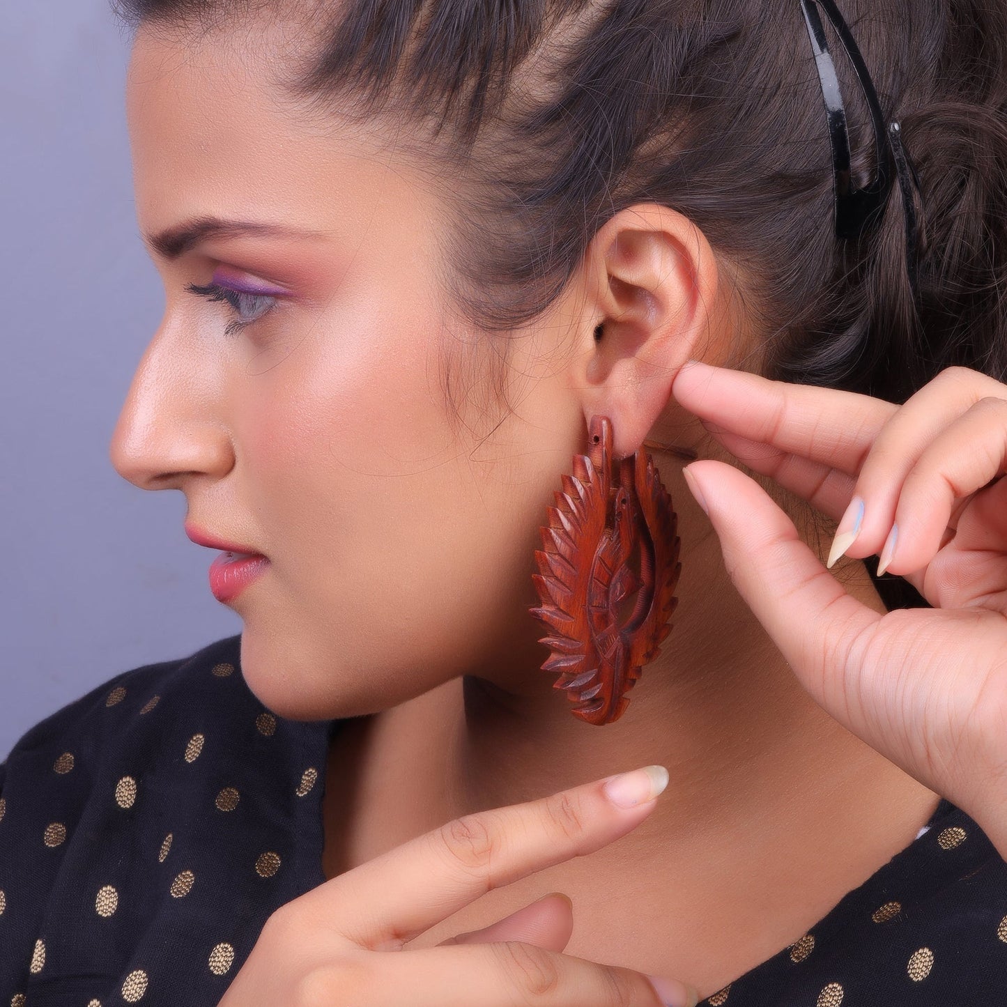 Lunar- Wooden Dangler Earrings