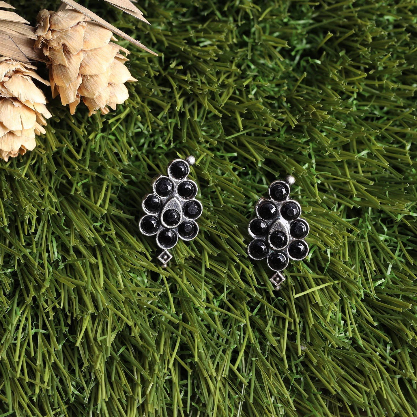ShyamRatna- Silver Brass Stone-Studded Stud Earrings