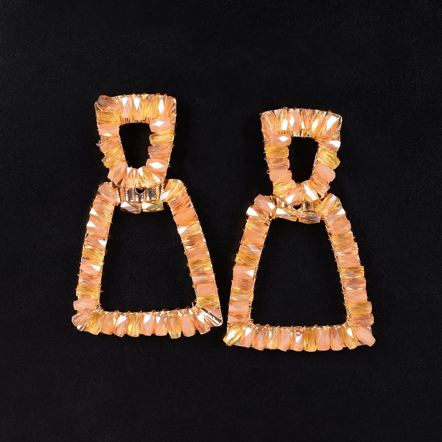 Pop Thread- Stone studded dangler earrings(Orange)
