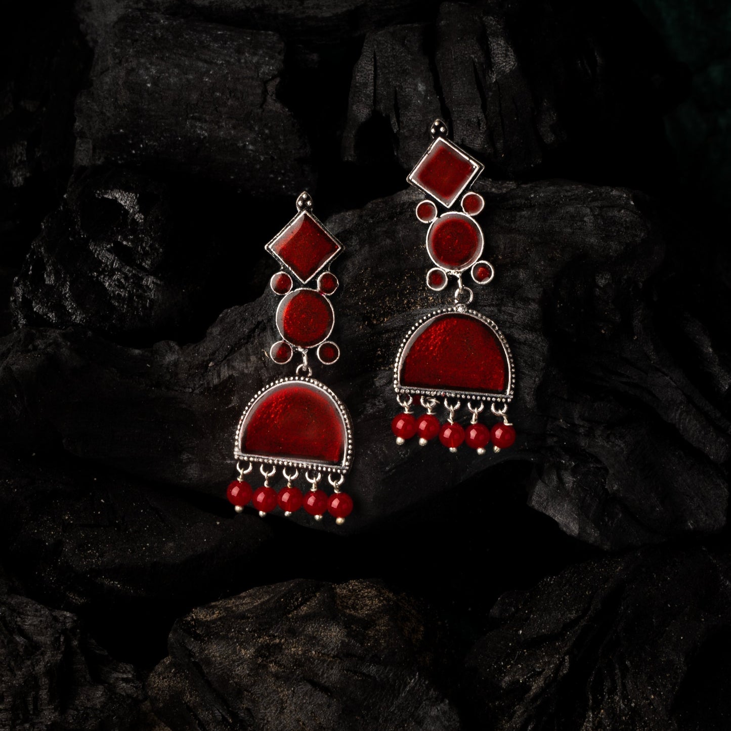 Aakar- Silver Brass dangler earrings