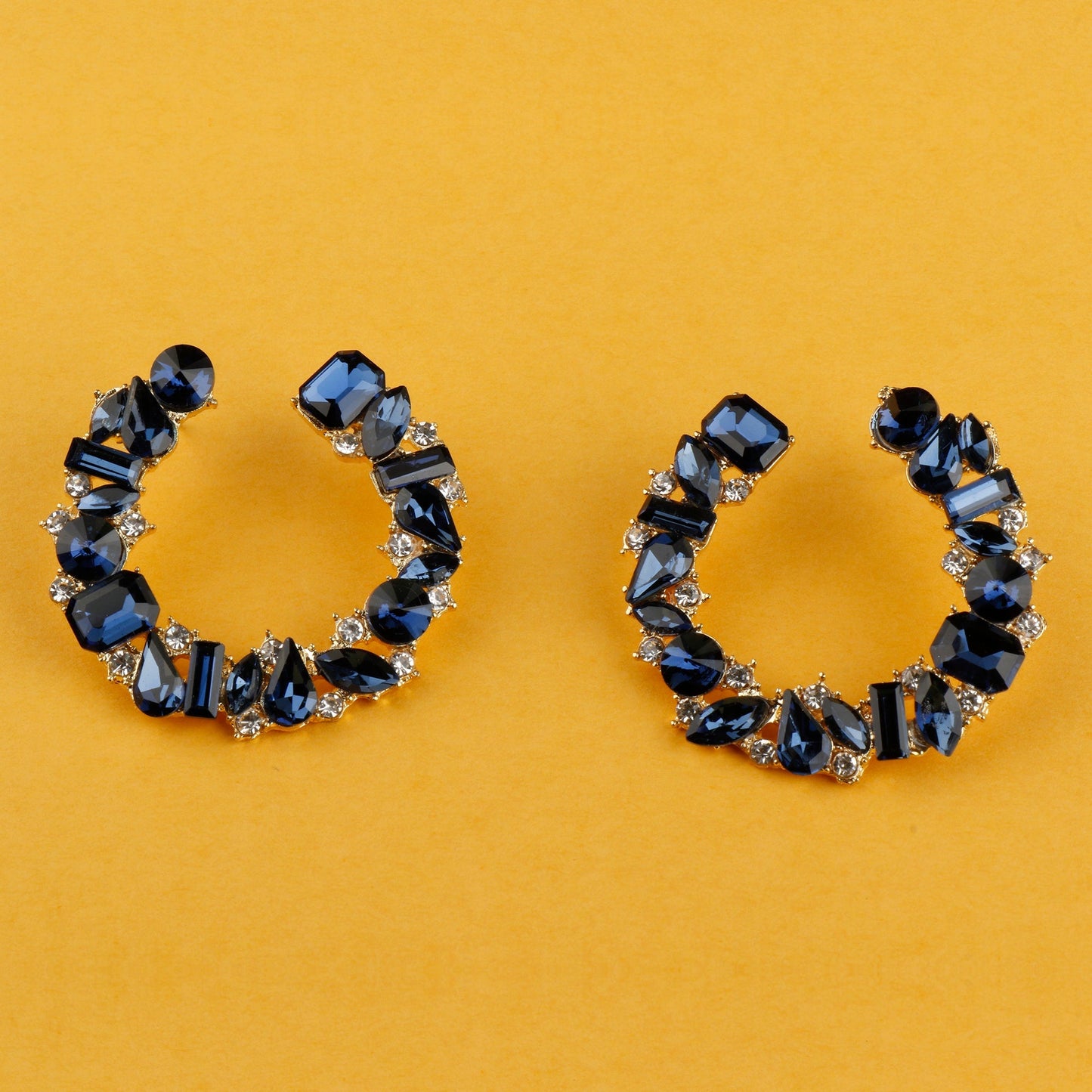 Polish Bead- Stone studded stud earrings(Blue)