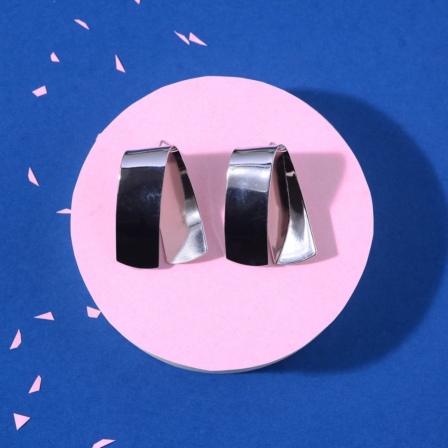 Craft Line- Silver circular stud earrings