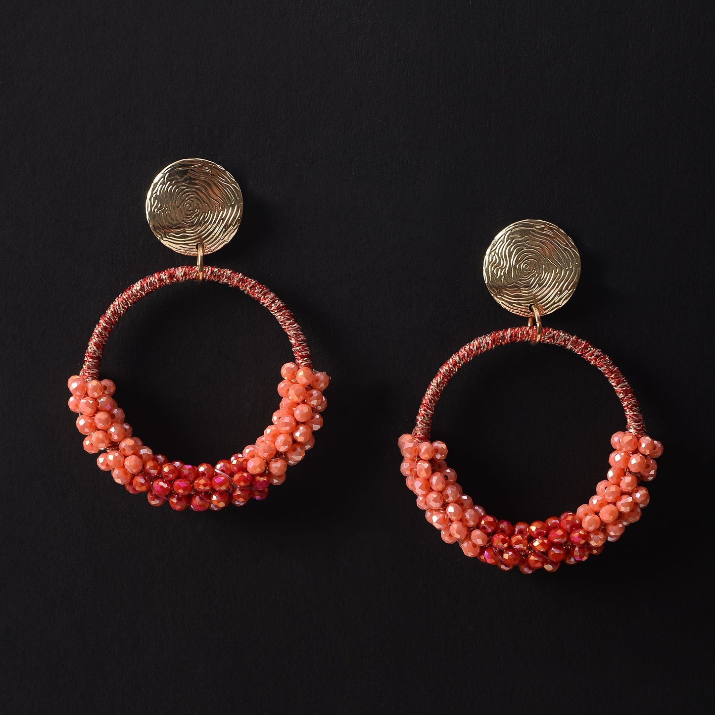 Galaxy glow- Beaded dangler earrings (Pink)