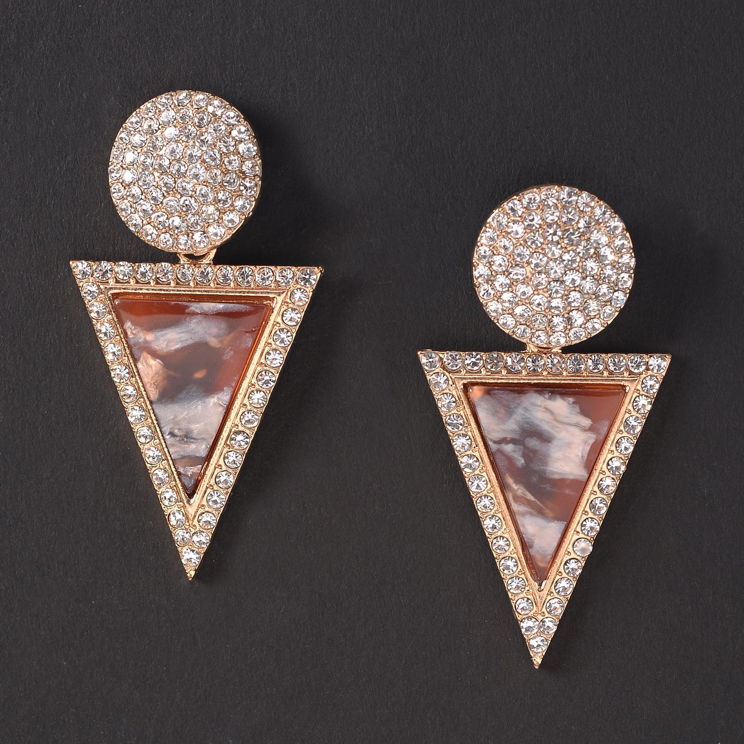 Golden Palm- Stone studded stud earrings