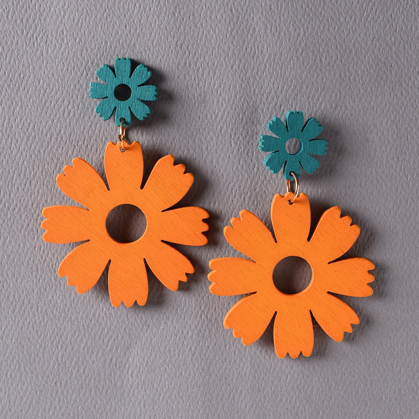 Soft Petal- Vibrant floral dangler earrings