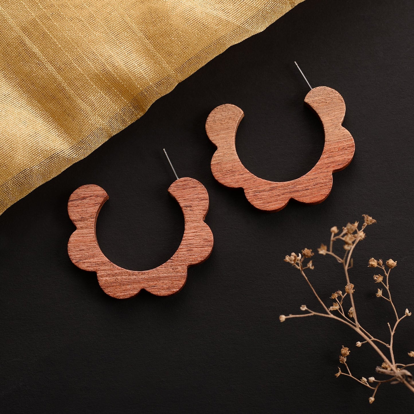 Florawood- Wooden Hoop earrings