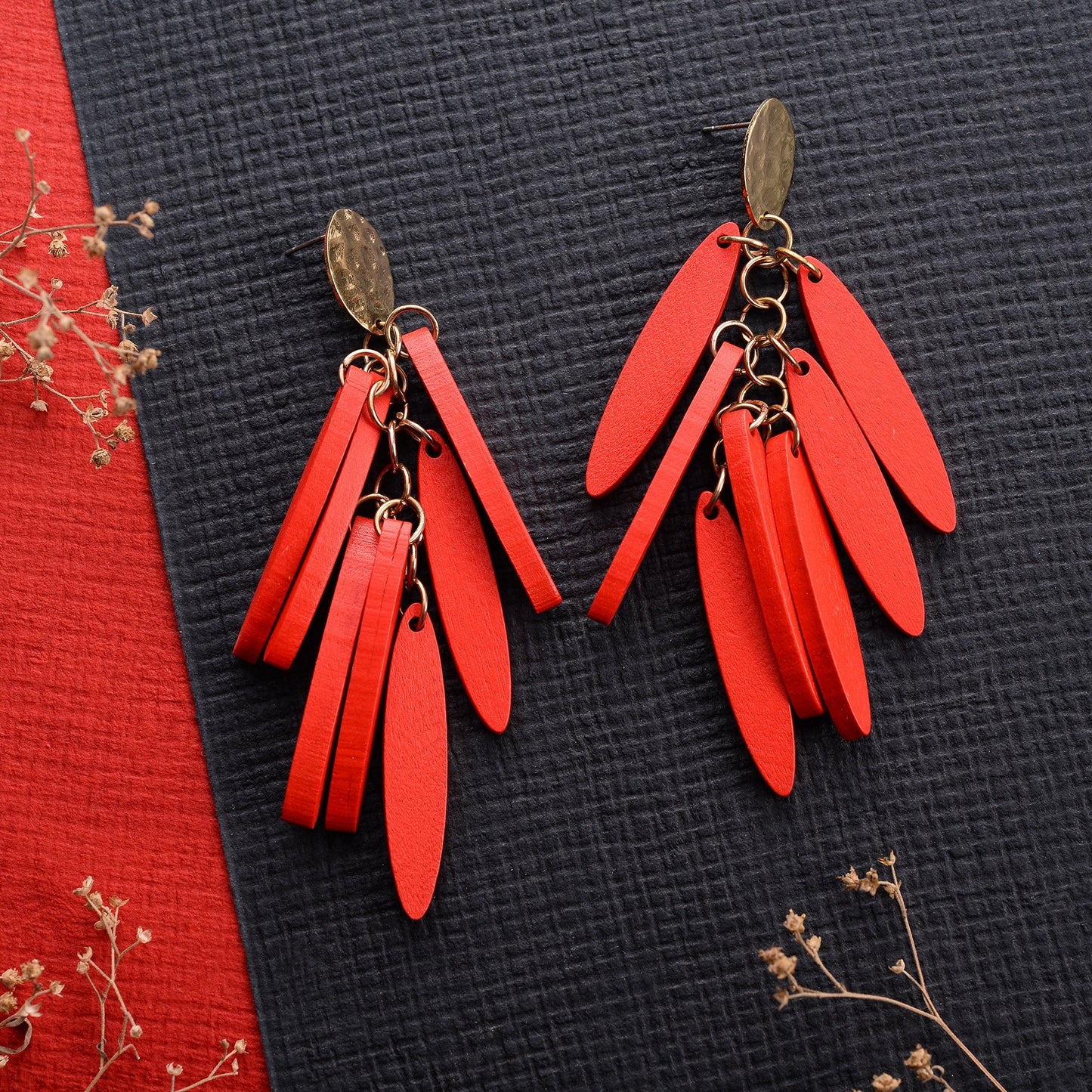 Lustre Block- Oval charms dangler earrings