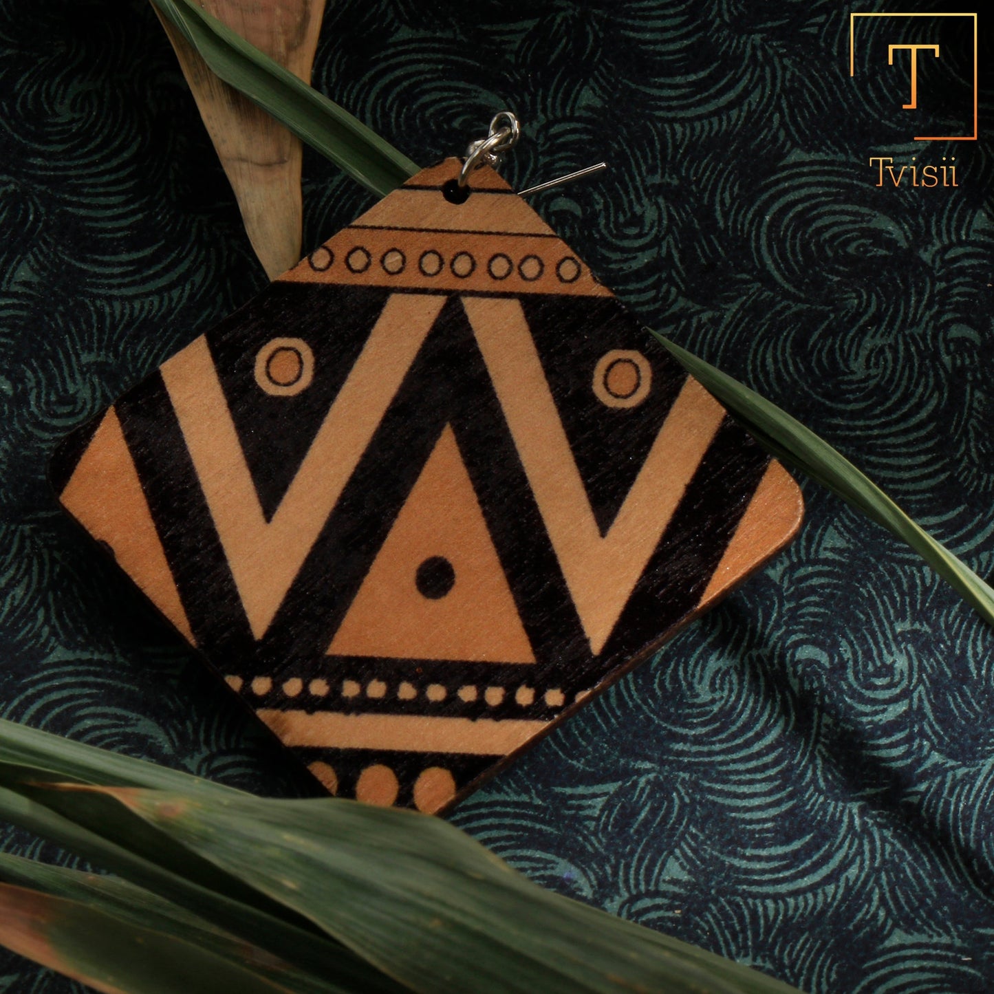 Tribal twists- Tribal print dangler earrings