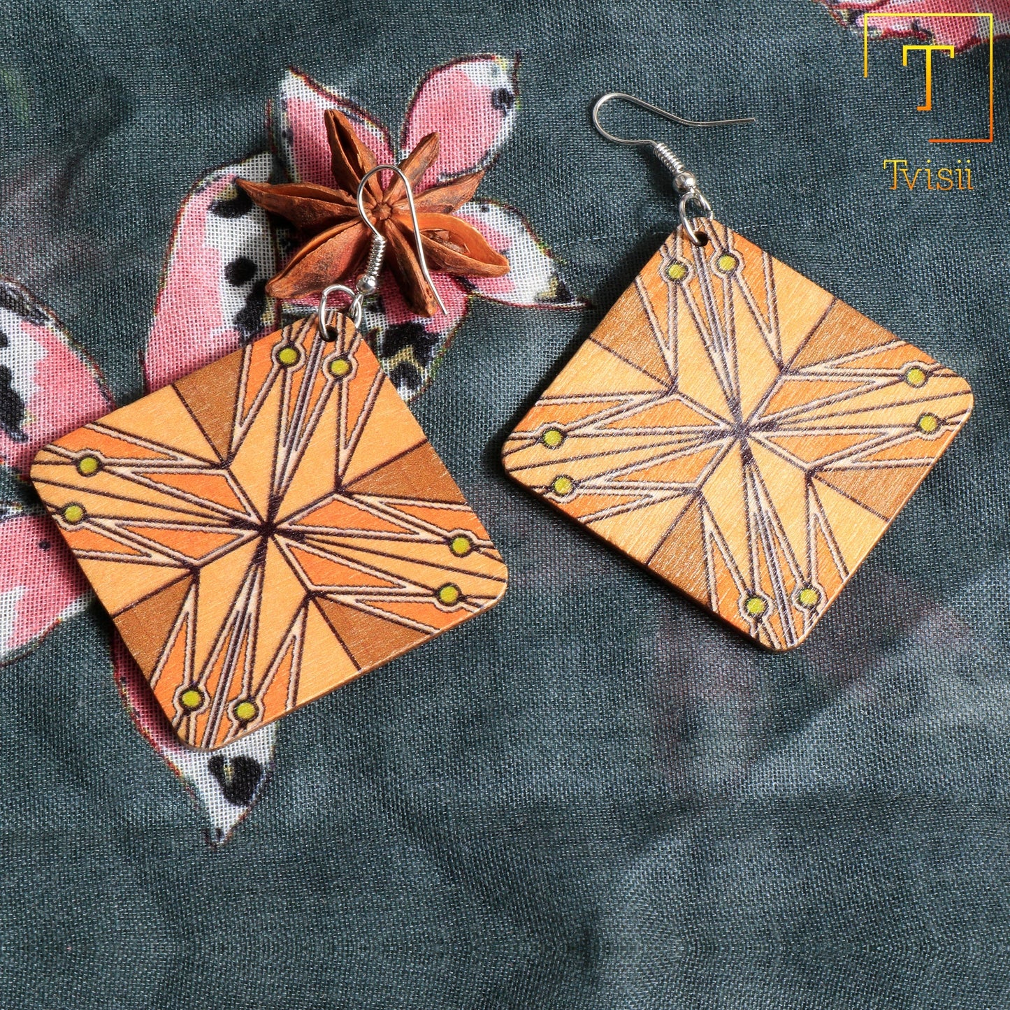 Savanna Glow- Wooden dangler earrings