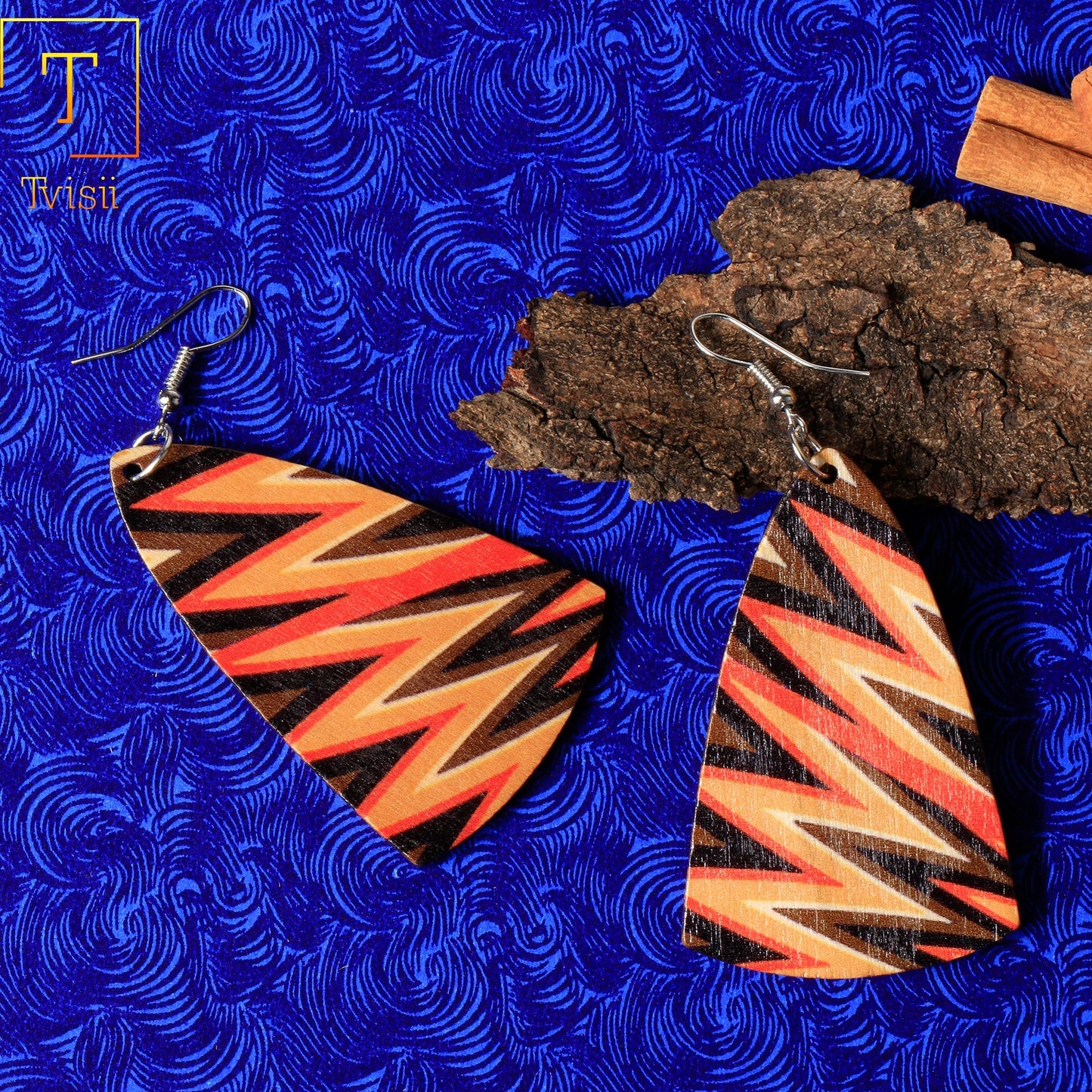 Rustic Claw- Wooden dangler earrings