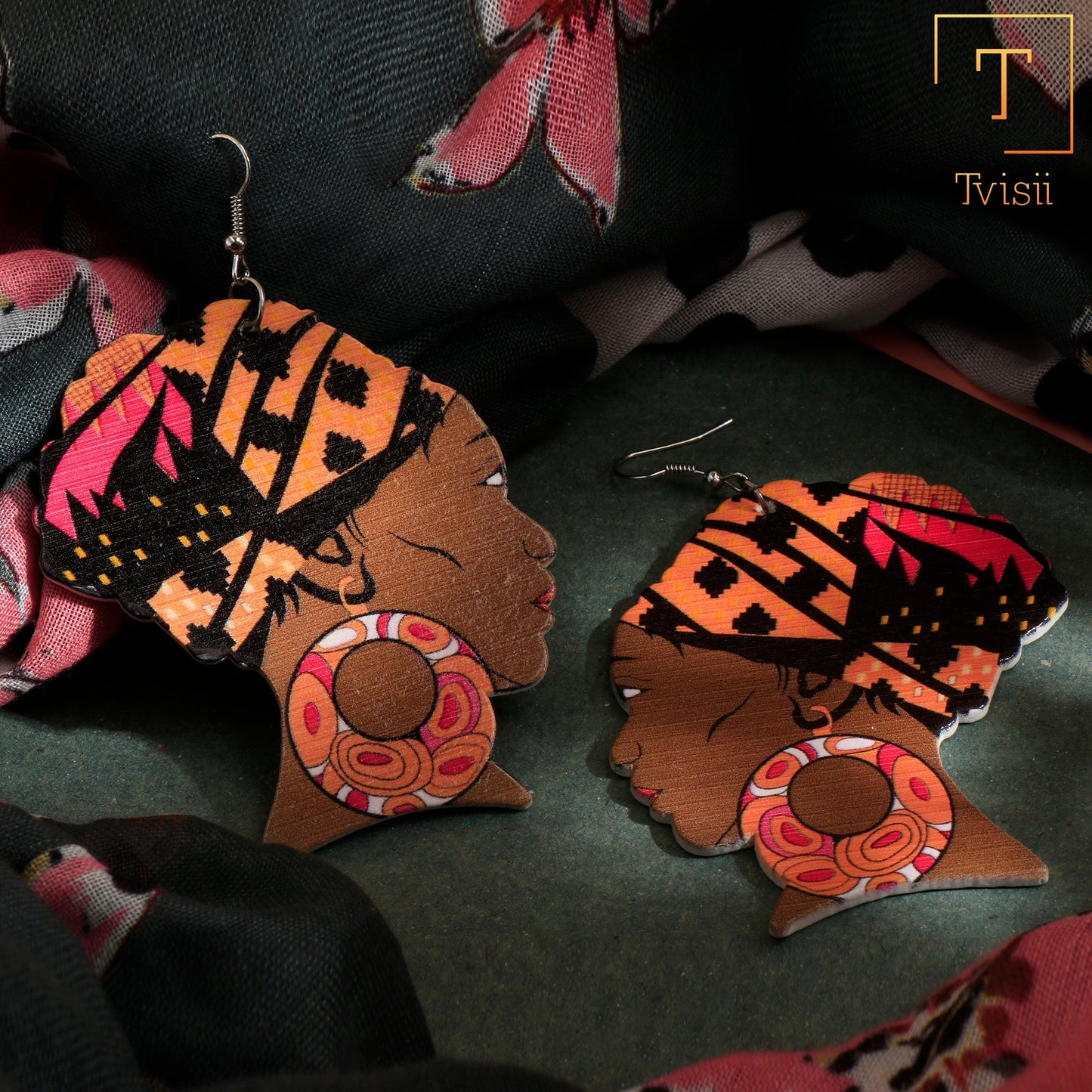 Wander Stripe- Wooden dangler earrings