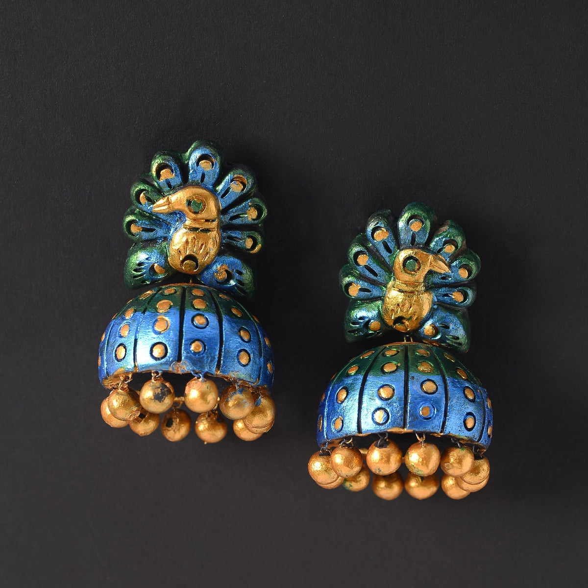 Gulal- Handcrafted Clay Jhumki Earrings