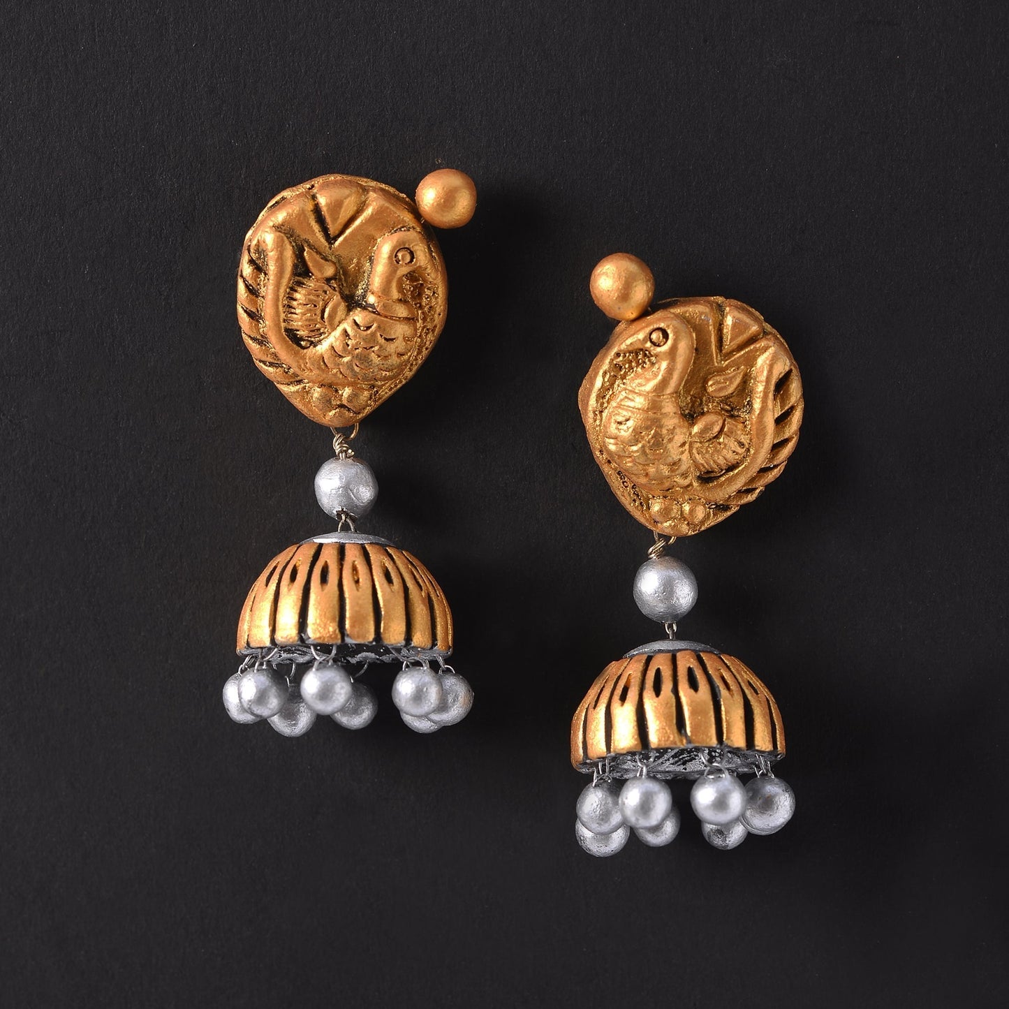 Vanya- Handcrafted Clay Jhumki Earrings
