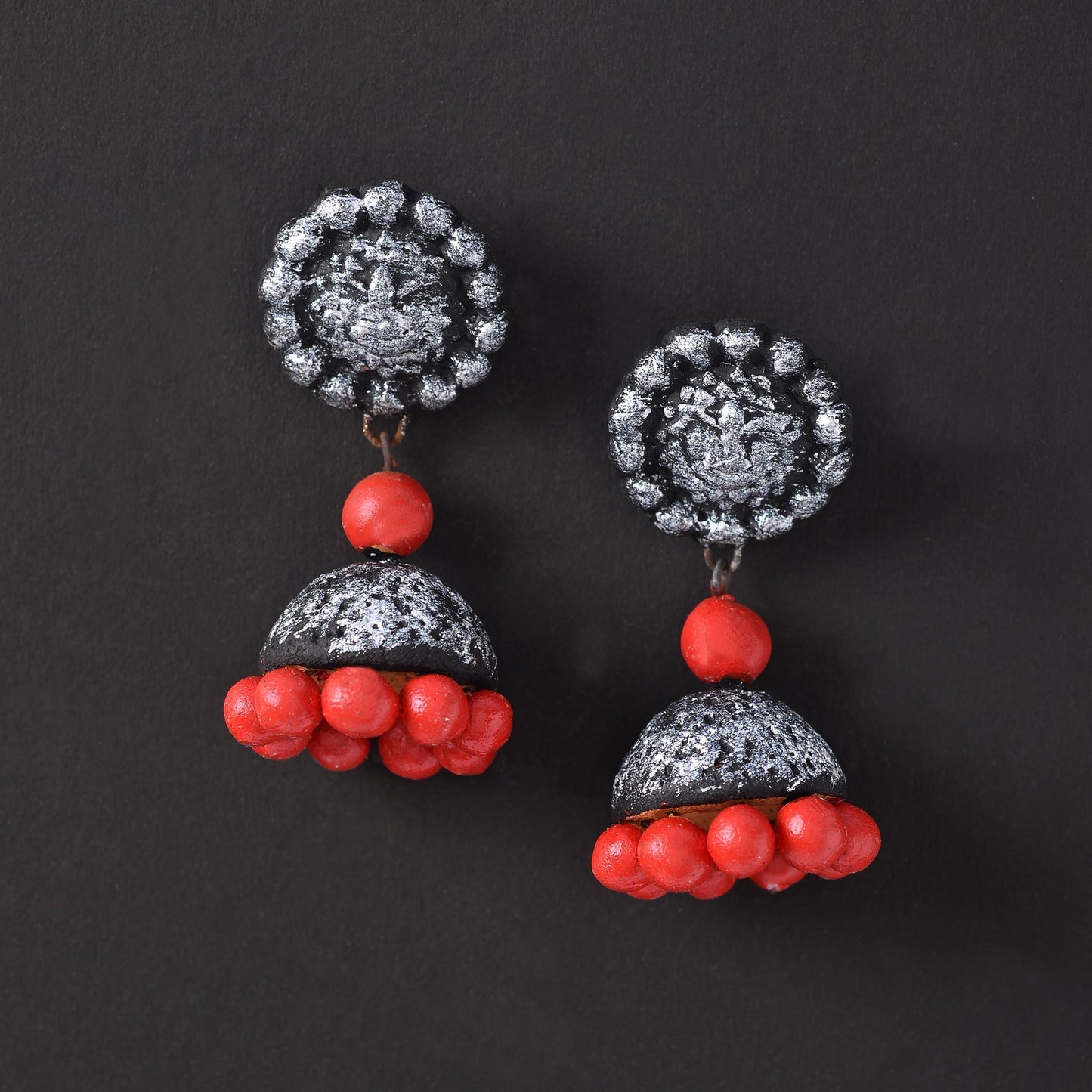 Chameli- Handcrafted Clay Jhumki Earrings