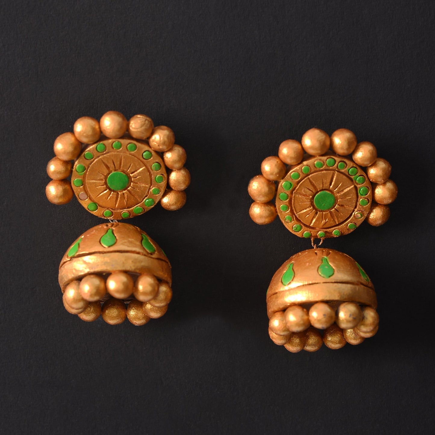Tapanika- Handcrafted Clay Jhumki Earrings