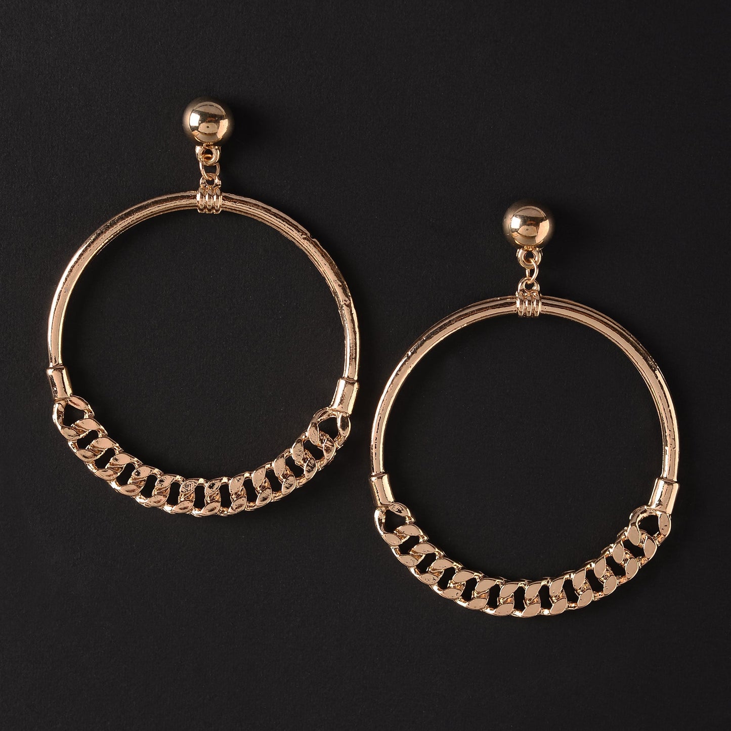 Golden Thread- Golden framed Hoops Earrings