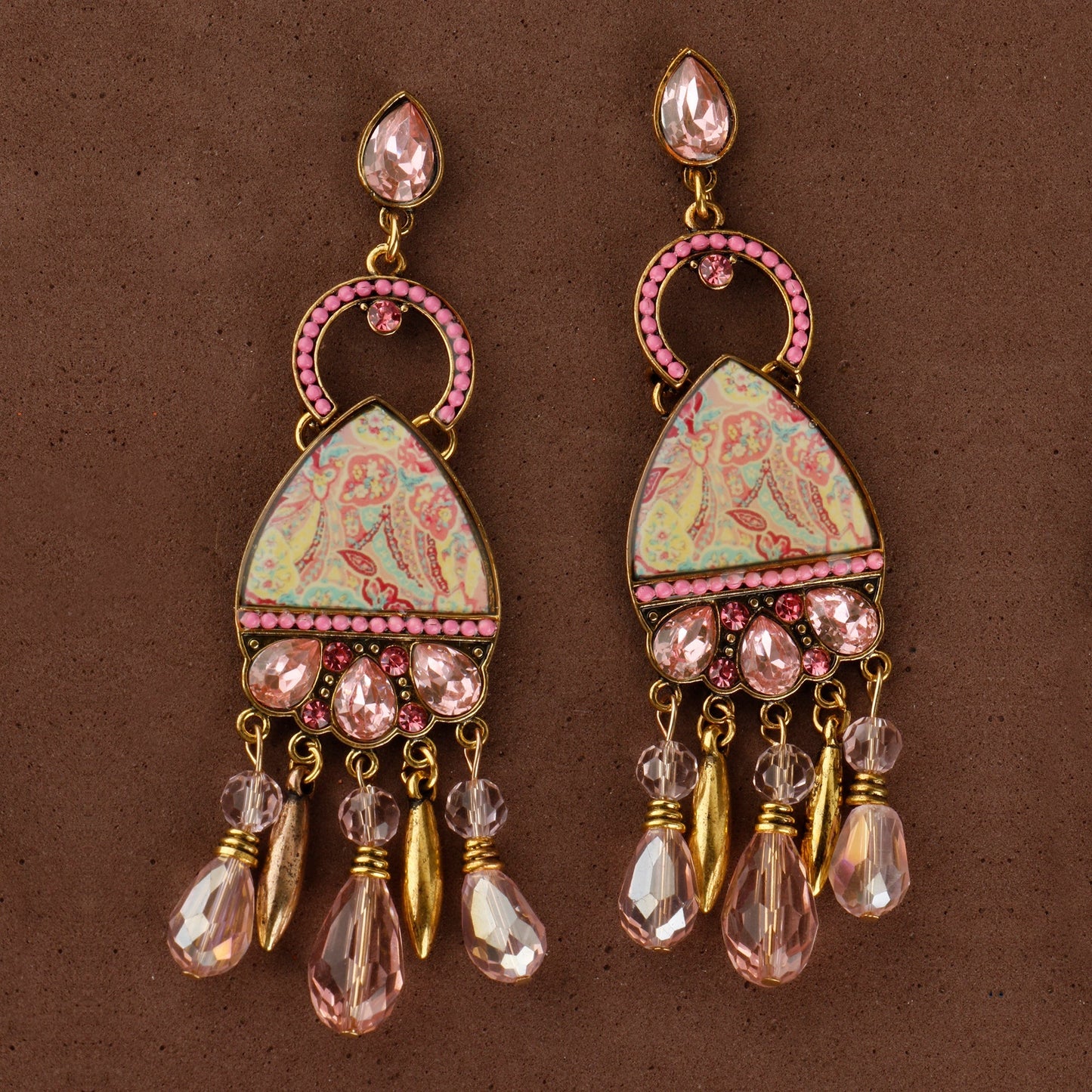 Stone strands: Hanging stones Hand painted dangler Earrings
