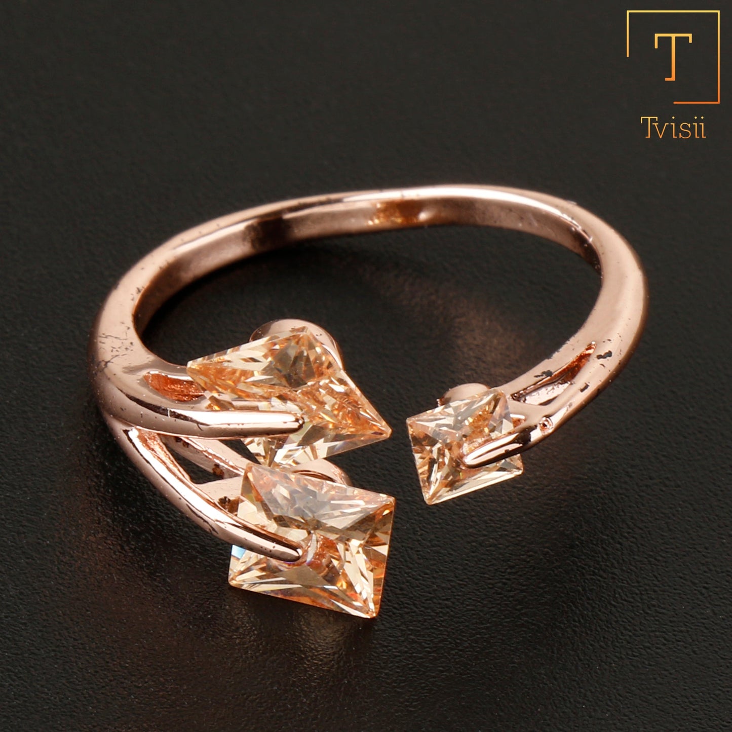 Bare Gleam- Stone studded metal ring