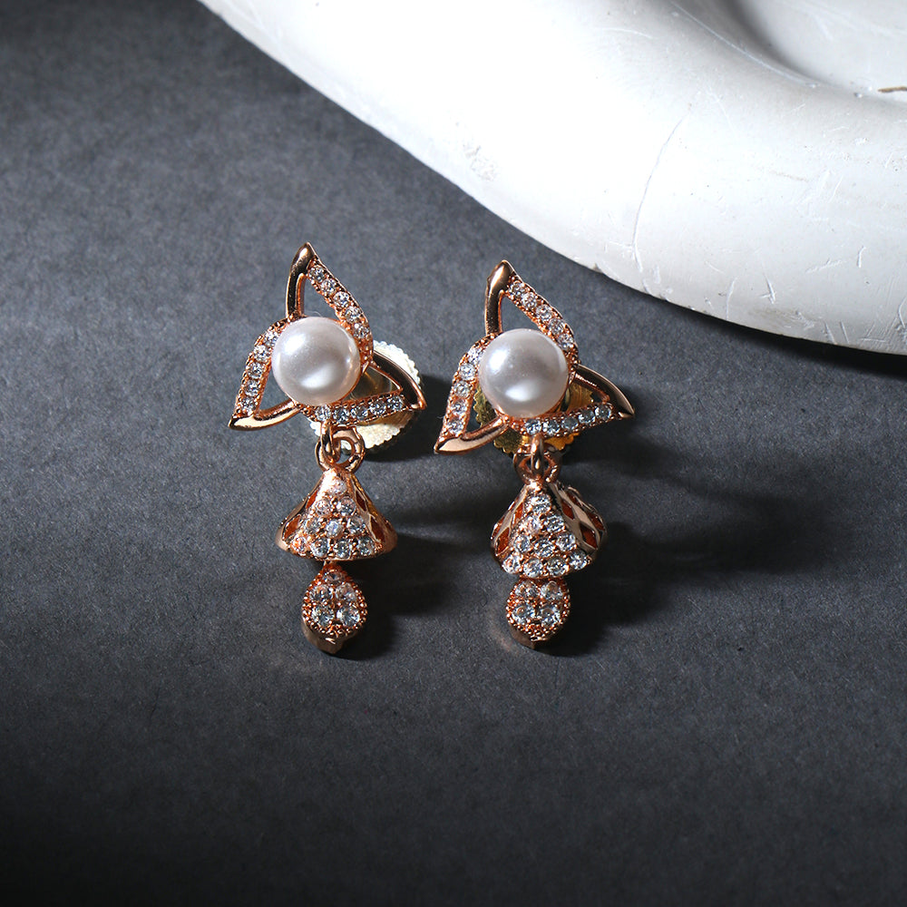 Astra Curve- Stone studded dangler earrings