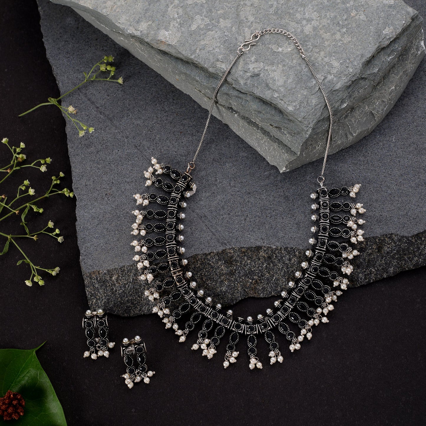Shrivatsa- Oxidised Necklace Set