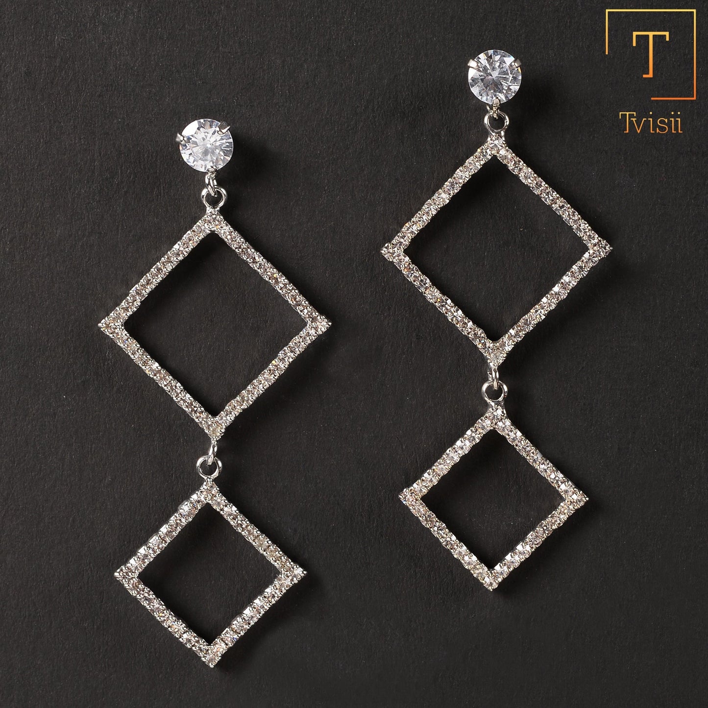 Moon Bloom- Stone studded Dangler earrings