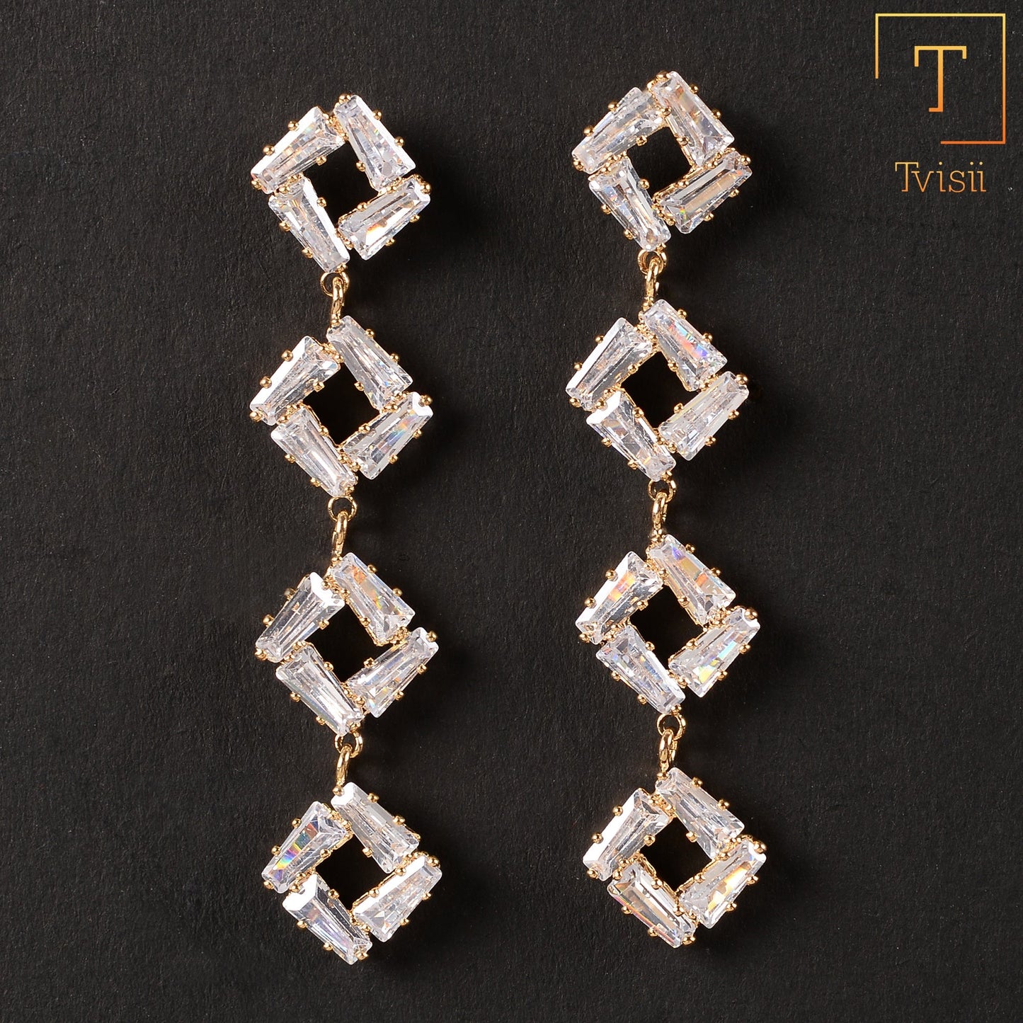 Lustre Thread- Stone studded Dangler earrings